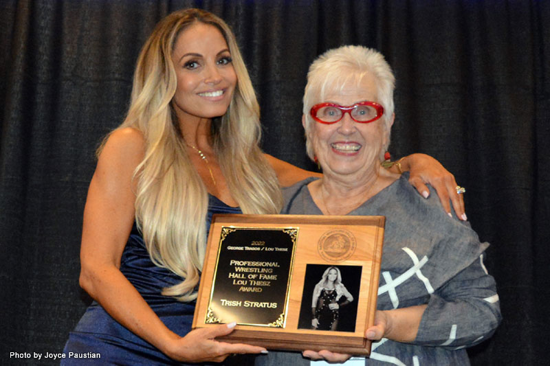 Trish Stratus with Lou Thesz Award