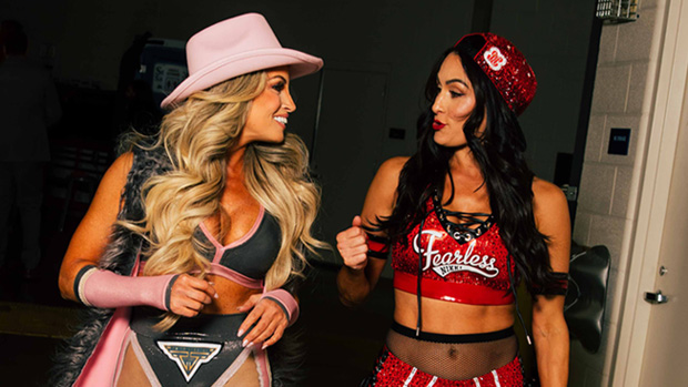 Trish Stratus and Nikki Bella backstage at the WWE Royal Rumble